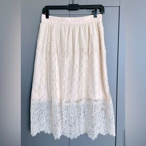 H&M Lace Midi Skirt - Cream